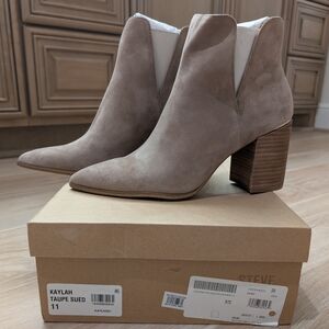 Steve Madden Kaylah Suede pointed toe boot booties NIB 11 block heel shoes ankle
